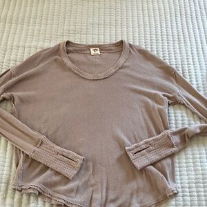 Free People Beige/Brown Long Sleeve Top